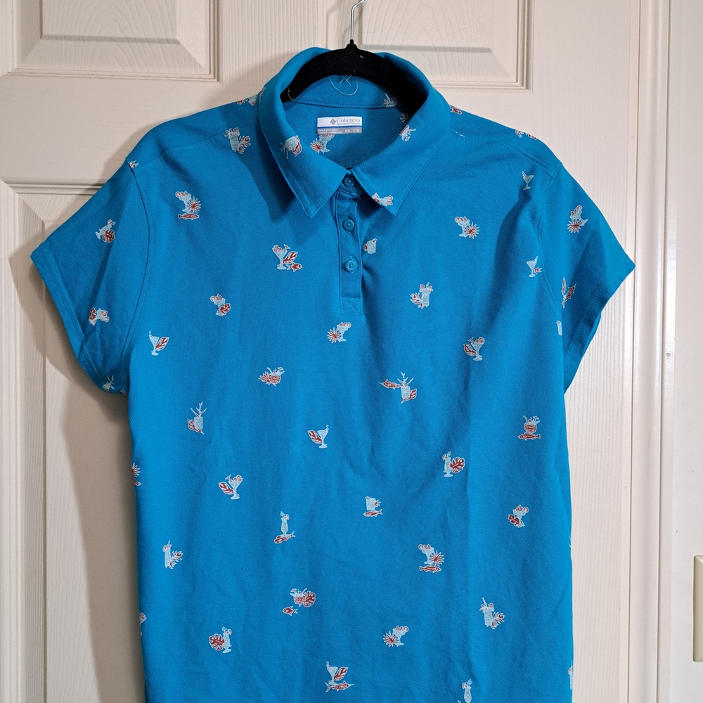 Blue Polo Shirt with Fun Print
